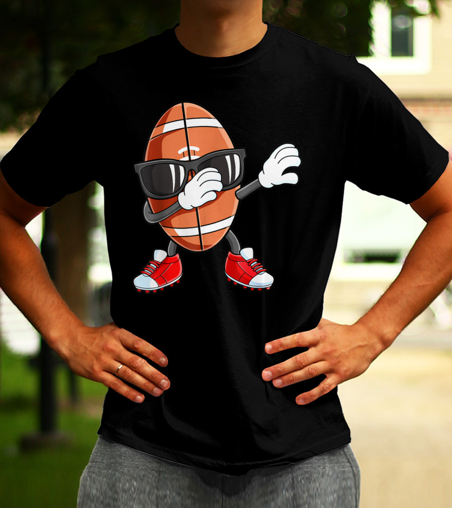 Dabbing Football Sport Funny Dab Dance Cartoon Rugby Player T-Shirt