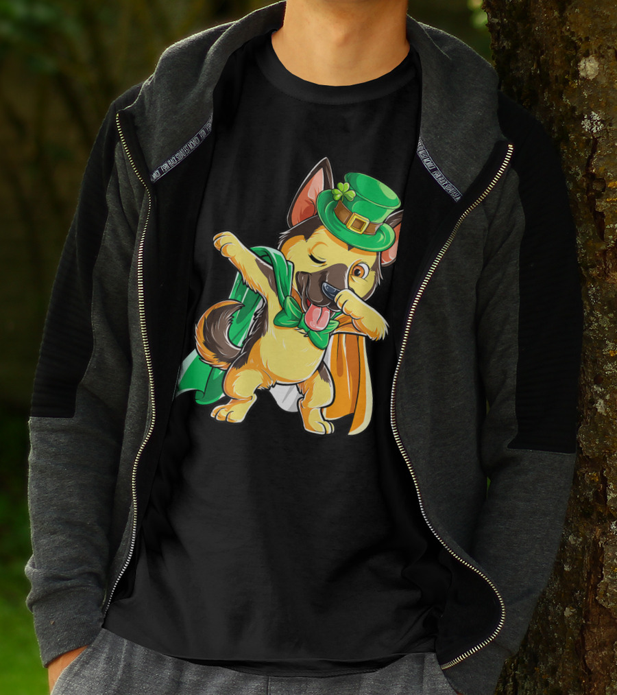 Dabbing German Shepherd Leprechaun St Patricks Day T-Shirt