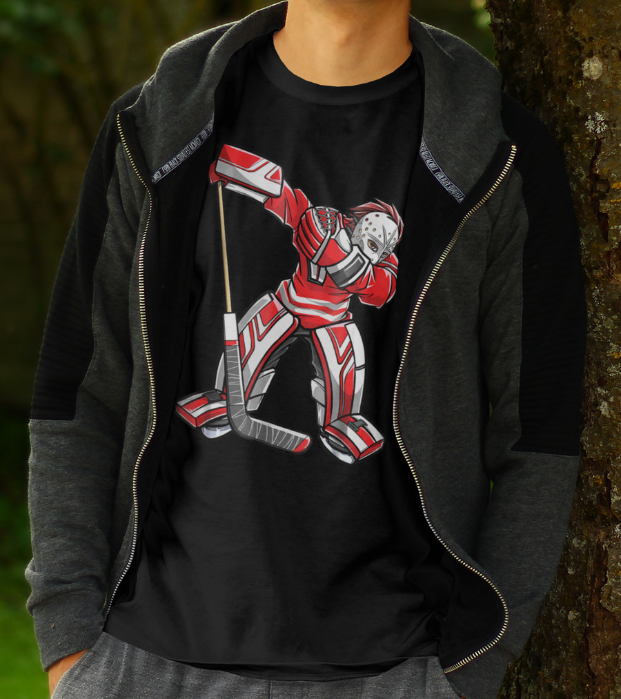 Dabbing Ice Hockey Masked Player Funny Dab Squad T-Shirt
