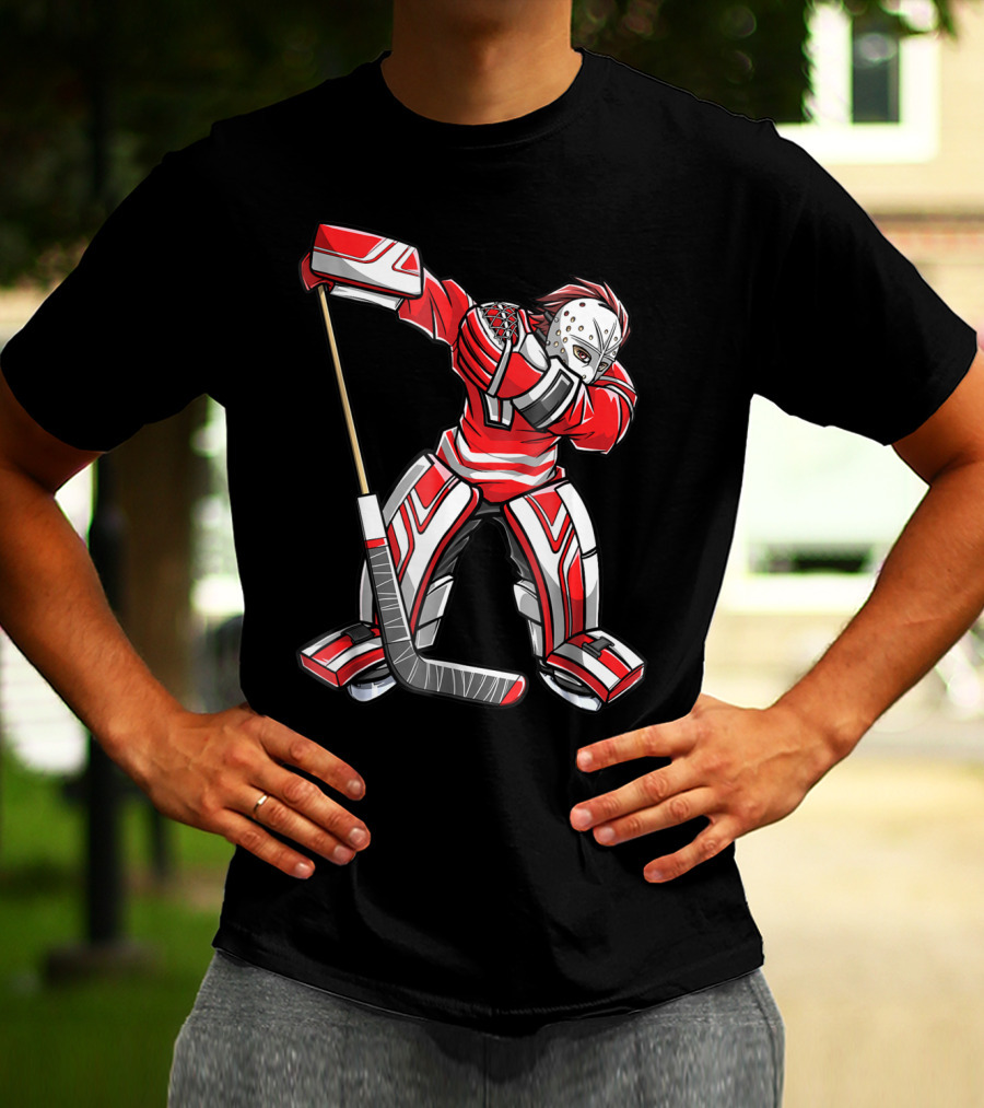 Dabbing Ice Hockey Masked Player Funny Dab Squad T-Shirt