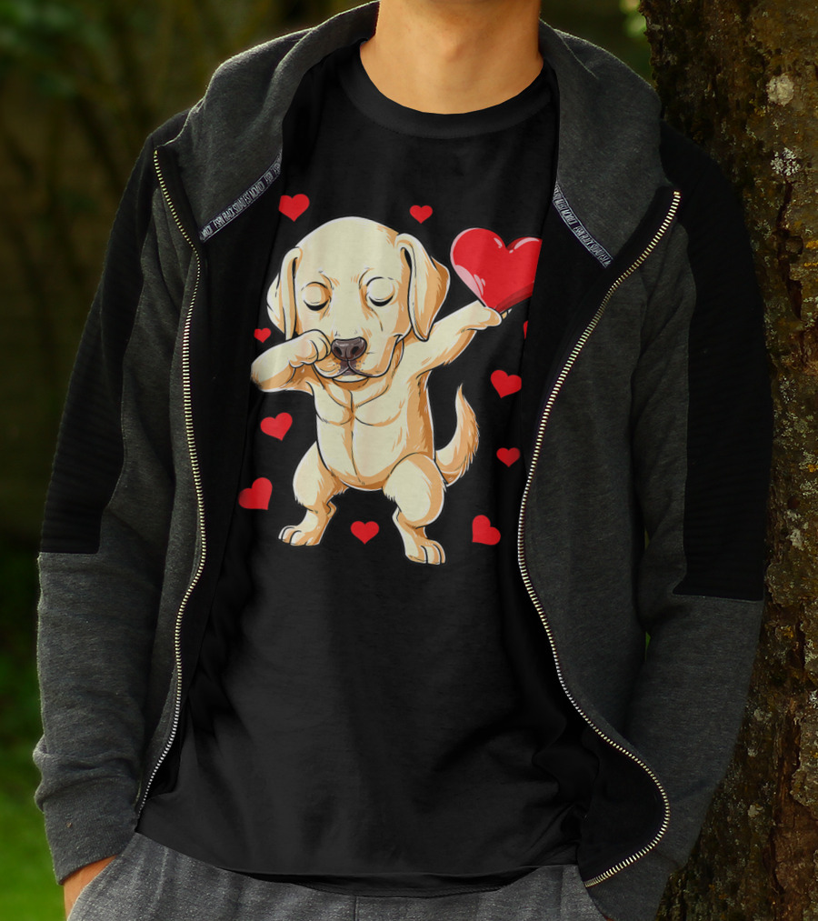Valentines Day Dabbing Labrador Dog Lover Heart T-Shirt
