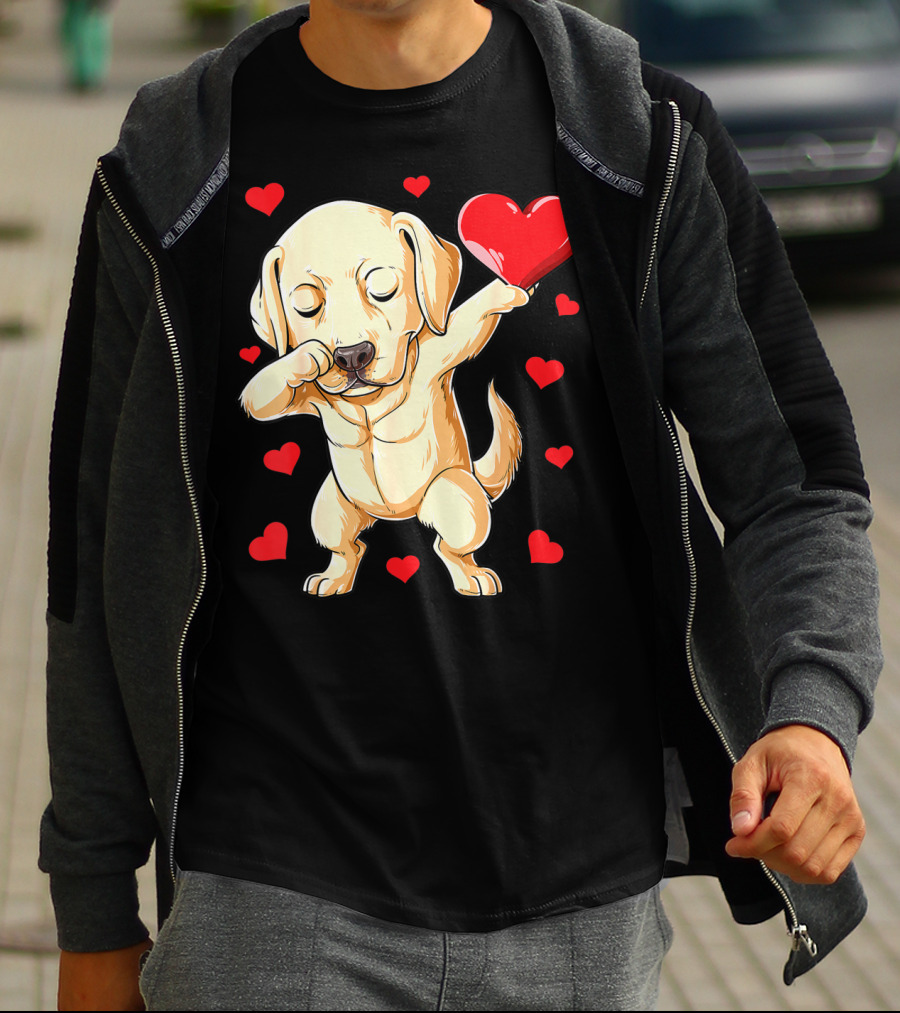 Valentines Day Dabbing Labrador Dog Lover Heart T-Shirt