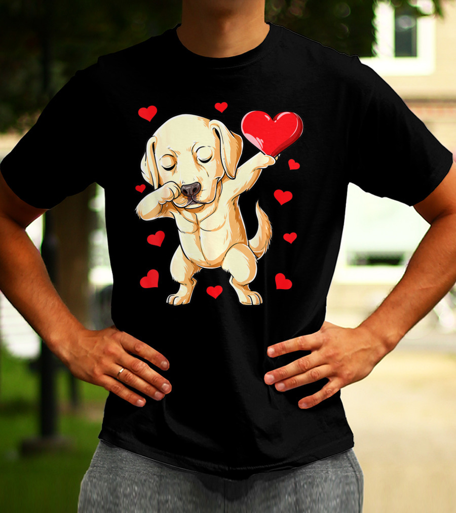Valentines Day Dabbing Labrador Dog Lover Heart T-Shirt