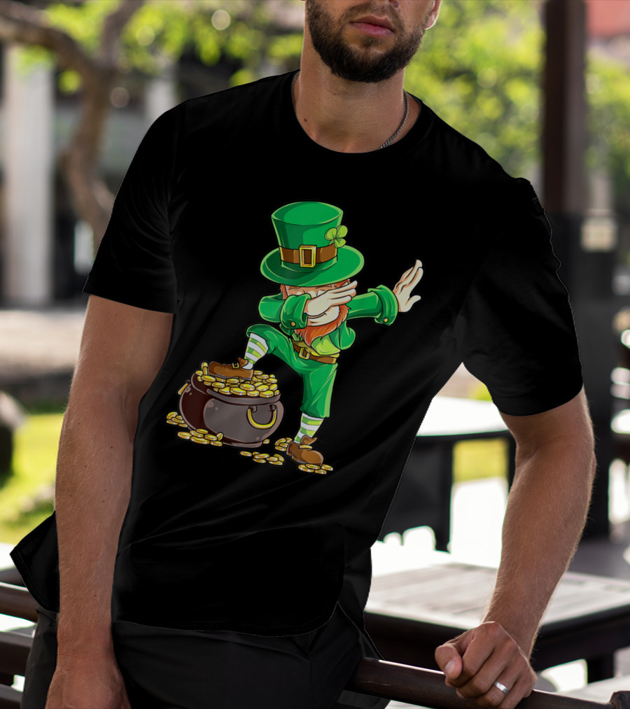 Dabbing Leprechaun Pot Of Gold St Patricks Day T-Shirt