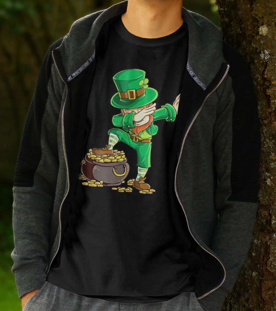 Dabbing Leprechaun Pot Of Gold St Patricks Day T-Shirt