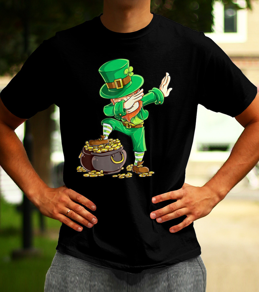 Dabbing Leprechaun Pot Of Gold St Patricks Day T-Shirt