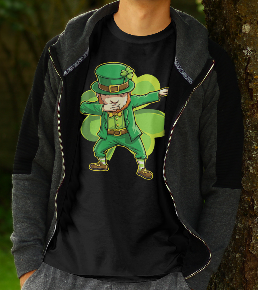 Dabbing Leprechaun Funny St Patricks Day Men Dab Shamrock T-Shirt