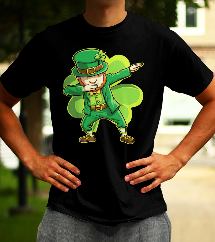 Dabbing Leprechaun Funny St Patricks Day Men Dab Shamrock T-Shirt