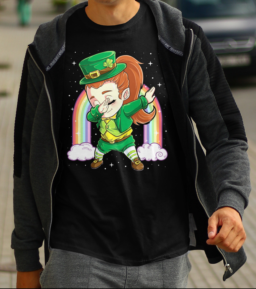 Dabbing Leprechaun St Patricks Day Women Dab Rainbow Special T-Shirt