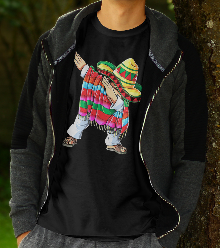 Cinco De Mayo Dabbing Sombrero Mexican Poncho Funny Dance T-Shirt