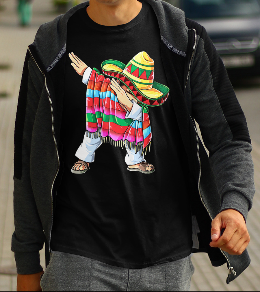 Cinco De Mayo Dabbing Sombrero Mexican Poncho Funny Dance T-Shirt