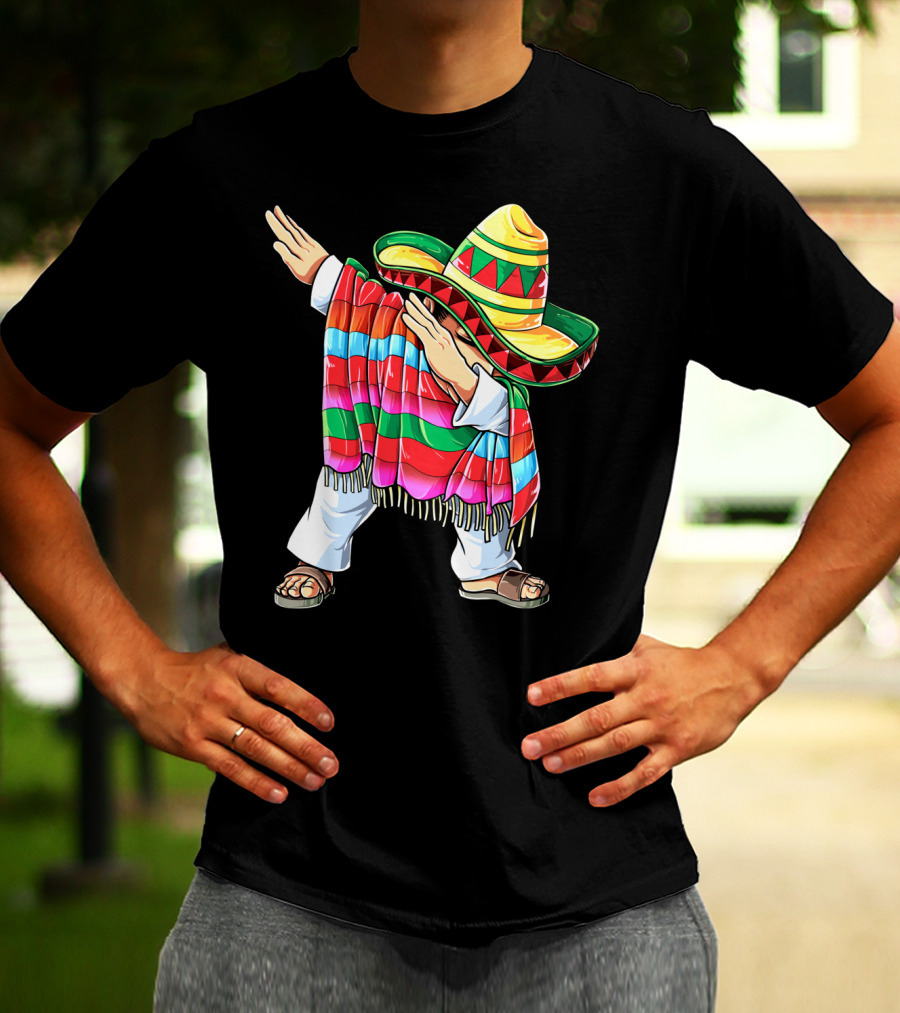 Cinco De Mayo Dabbing Sombrero Mexican Poncho Funny Dance T-Shirt