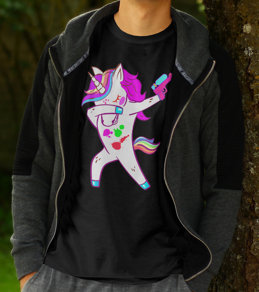 Dabbing Unicorn With Paintball Gun For Men And Teen Players T-Shirt