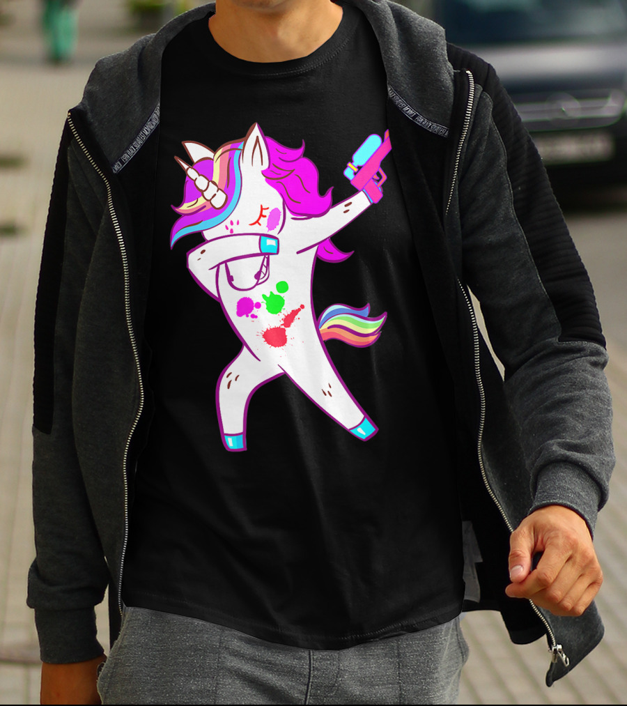 Dabbing Unicorn With Paintball Gun For Men And Teen Players T-Shirt