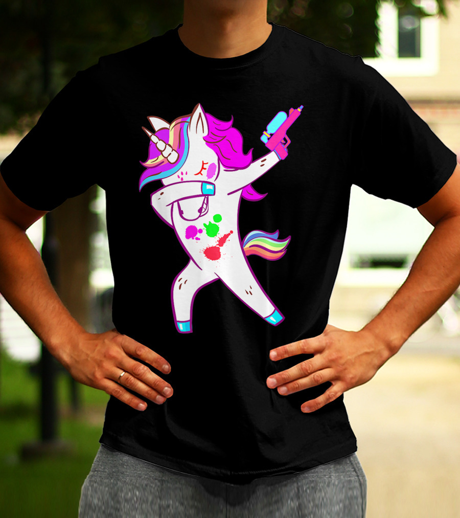 Dabbing Unicorn With Paintball Gun For Men And Teen Players T-Shirt
