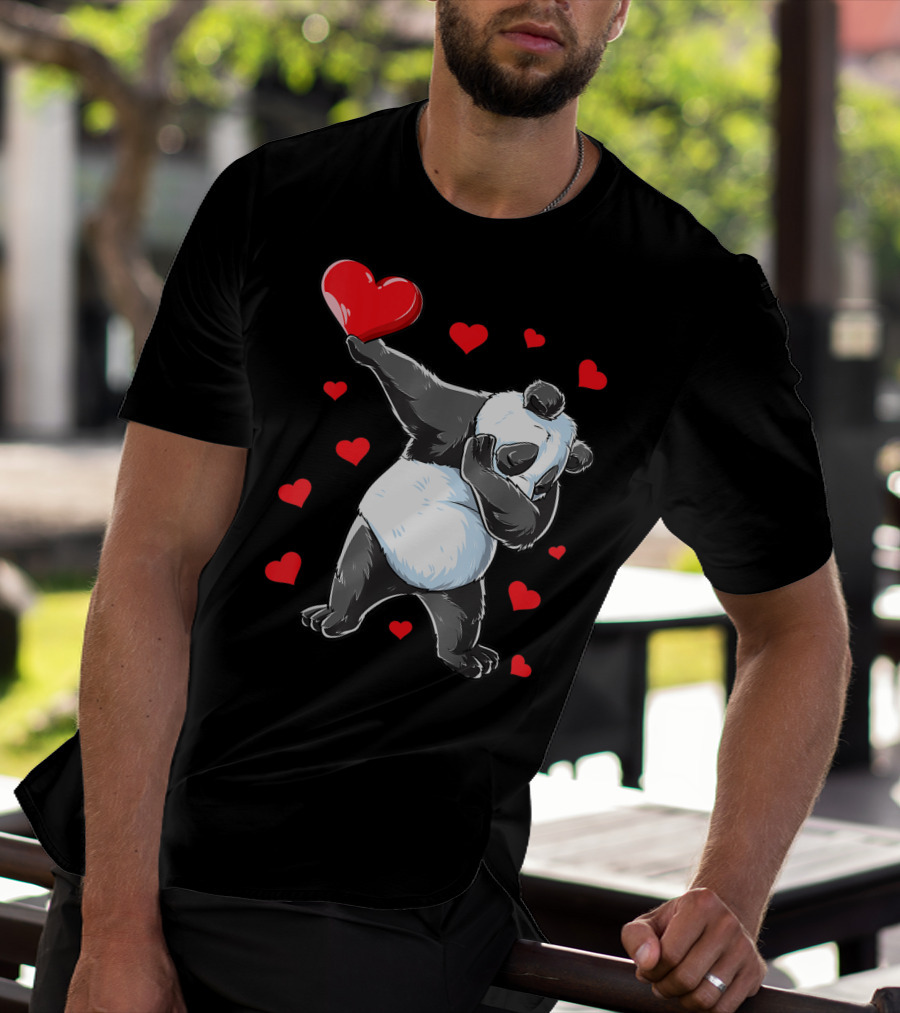 Valentines Day Dabbing Panda With Hearts Girls Bear T-Shirt