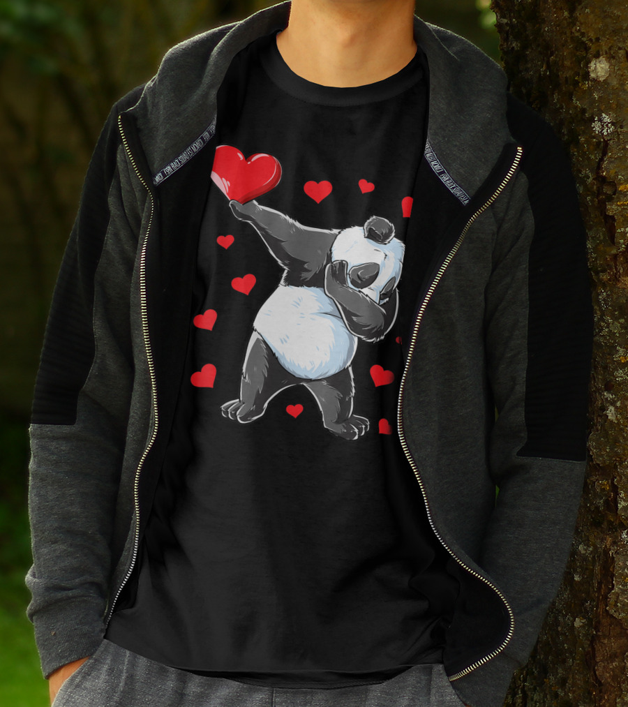 Valentines Day Dabbing Panda With Hearts Girls Bear T-Shirt