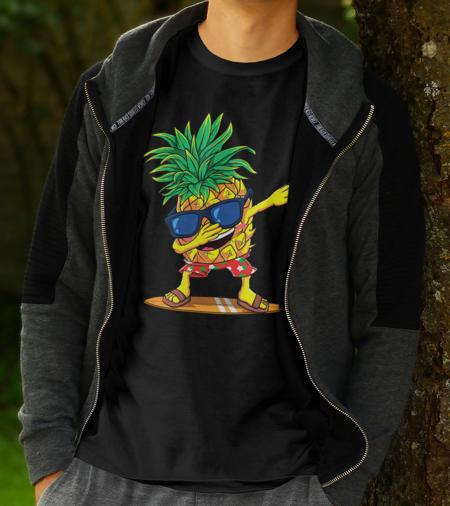 Dabbing Pineapple Sunglasses Aloha Beaches Hawaiian Hawaii Surfboard T-Shirt