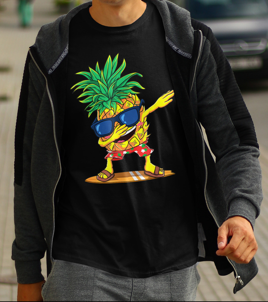 Dabbing Pineapple Sunglasses Aloha Beaches Hawaiian Hawaii Surfboard T-Shirt