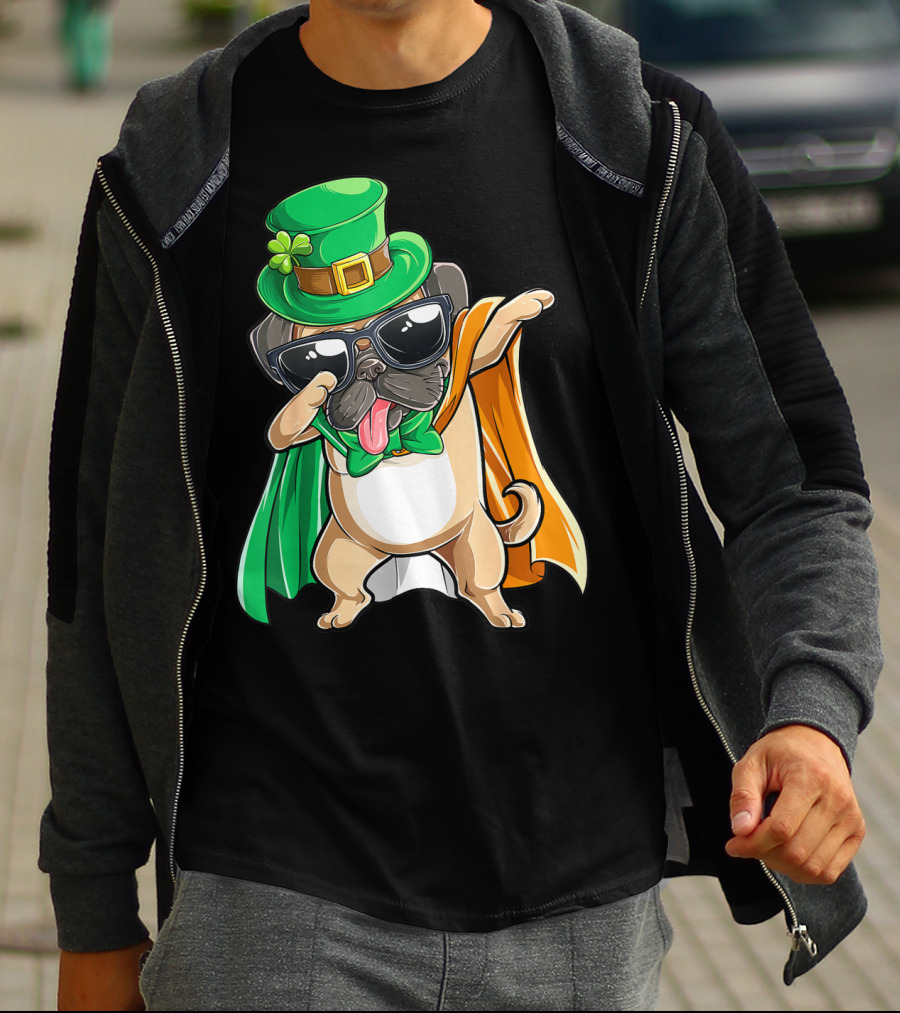 Dabbing Pug Leprechaun St Patrick's Day Boys Irish T-Shirt