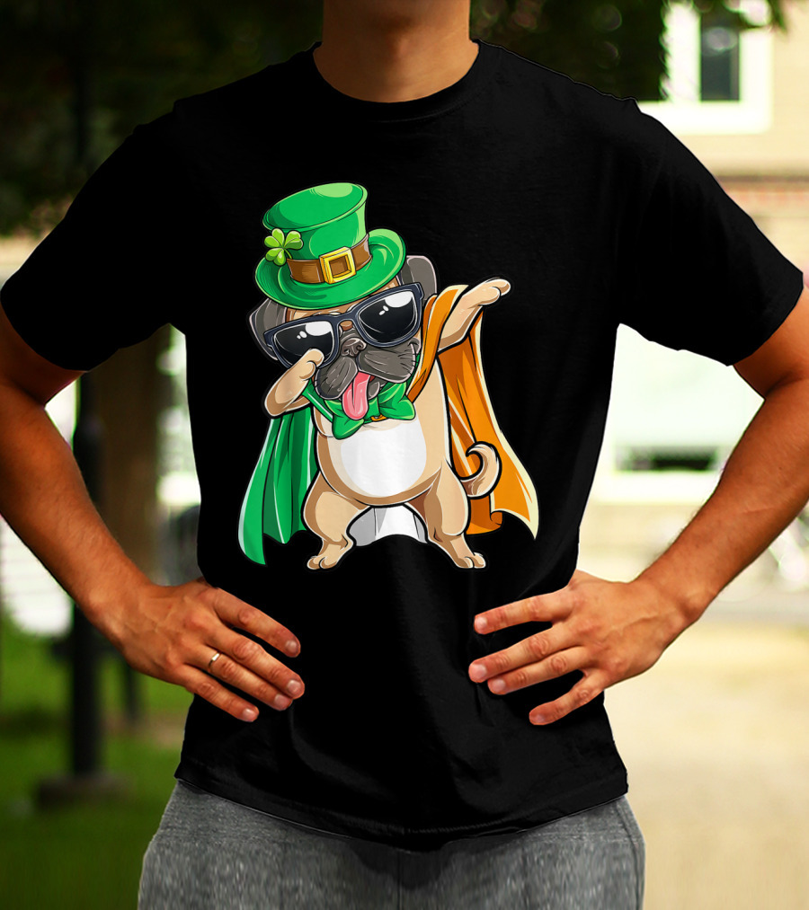 Dabbing Pug Leprechaun St Patrick's Day Boys Irish T-Shirt