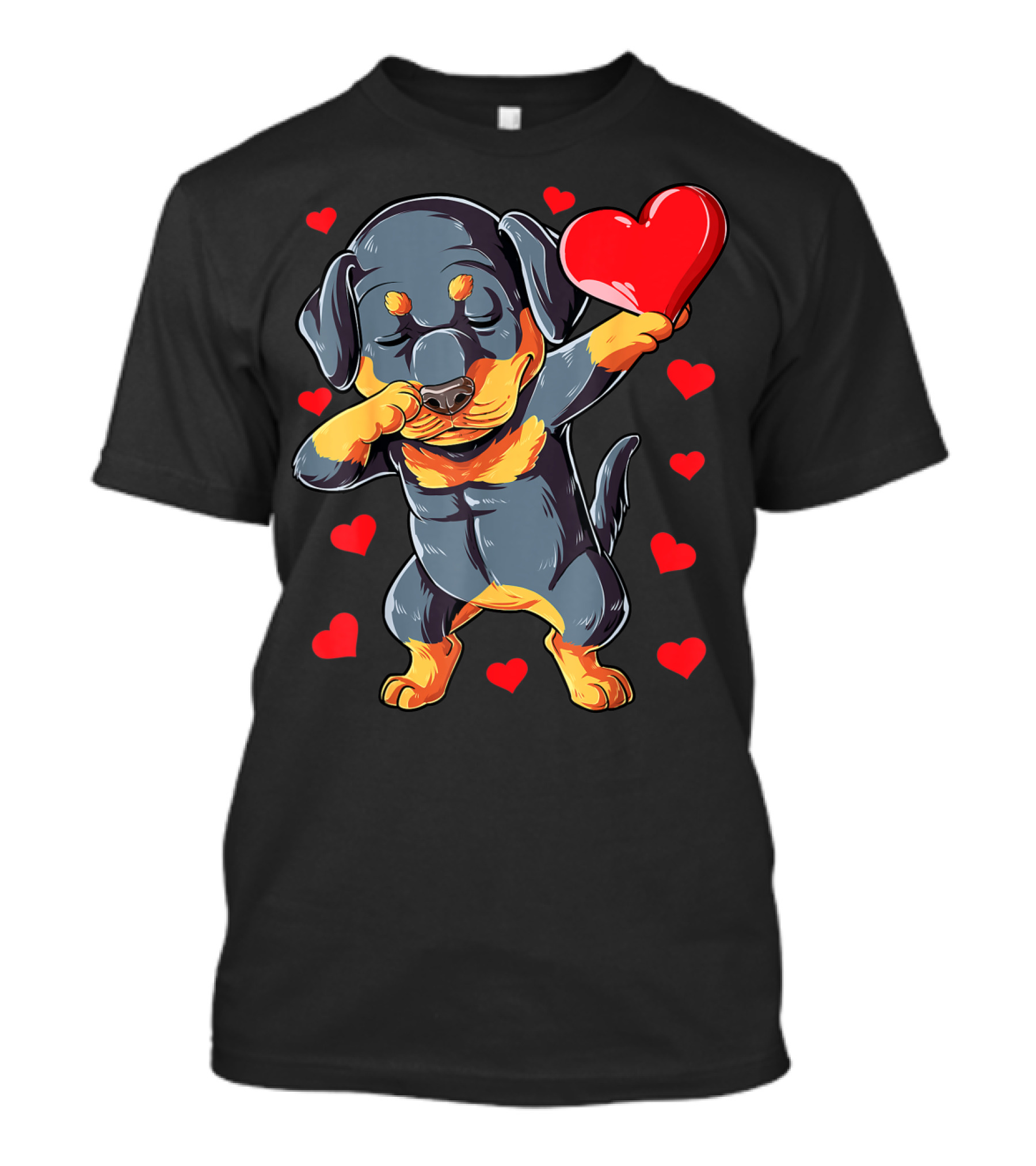 Dabbing Rottweiler Valentines Day Dog Lover Heart Dance With Love T-Shirt
