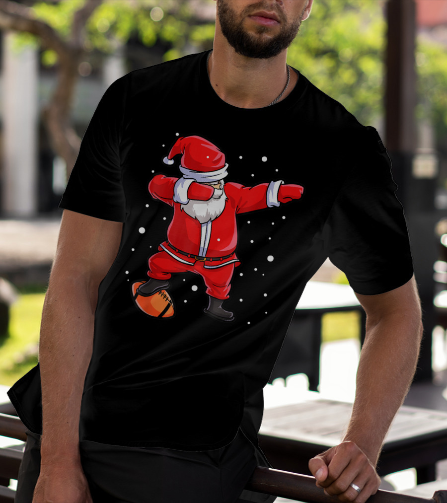 Dabbing Santa Football Christmas Snowflakes T-Shirt