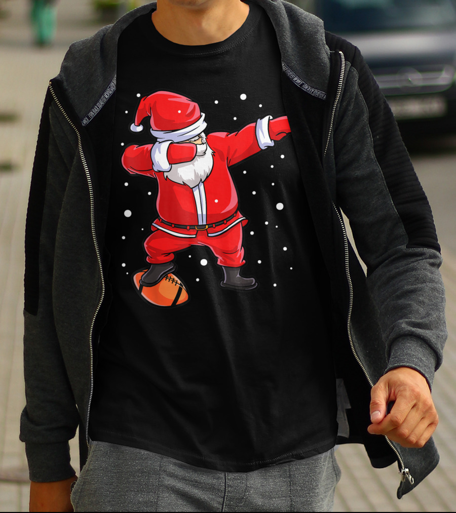 Dabbing Santa Football Christmas Snowflakes T-Shirt