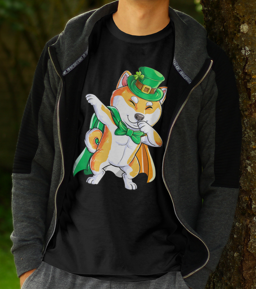 Dabbing Shiba Inu Leprechaun St Patricks Day Irish T-Shirt