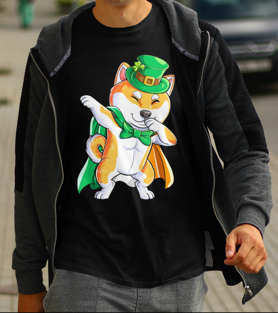Dabbing Shiba Inu Leprechaun St Patricks Day Irish T-Shirt