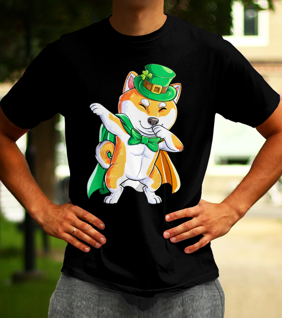 Dabbing Shiba Inu Leprechaun St Patricks Day Irish T-Shirt