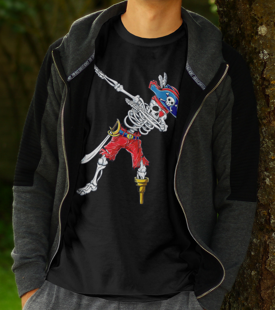 Dabbing Skeleton Pirate Jolly Roger Kids Skull Boys T-Shirt
