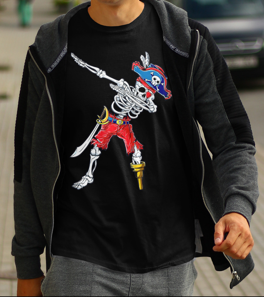 Dabbing Skeleton Pirate Jolly Roger Kids Skull Boys T-Shirt