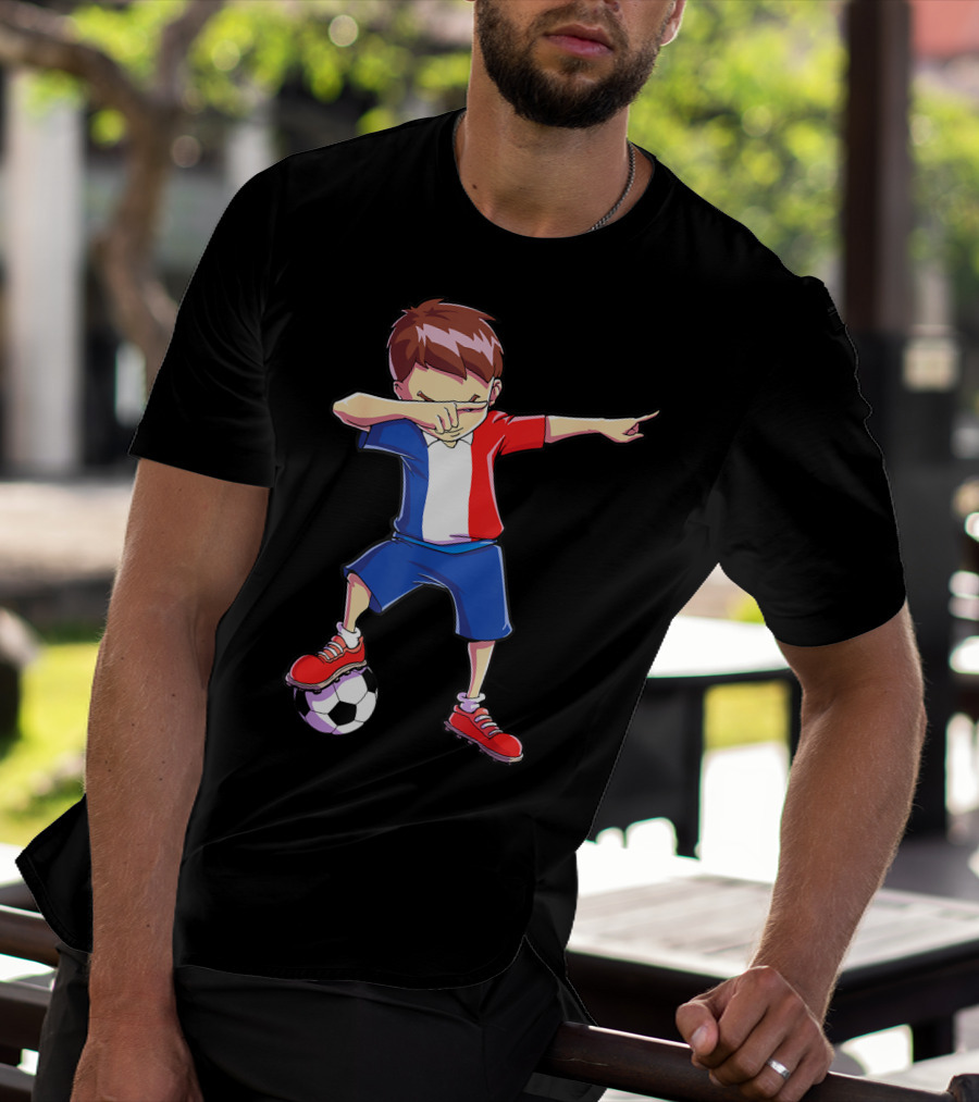 France Dabbing Soccer Player Boys Men French Football T-Shirt
