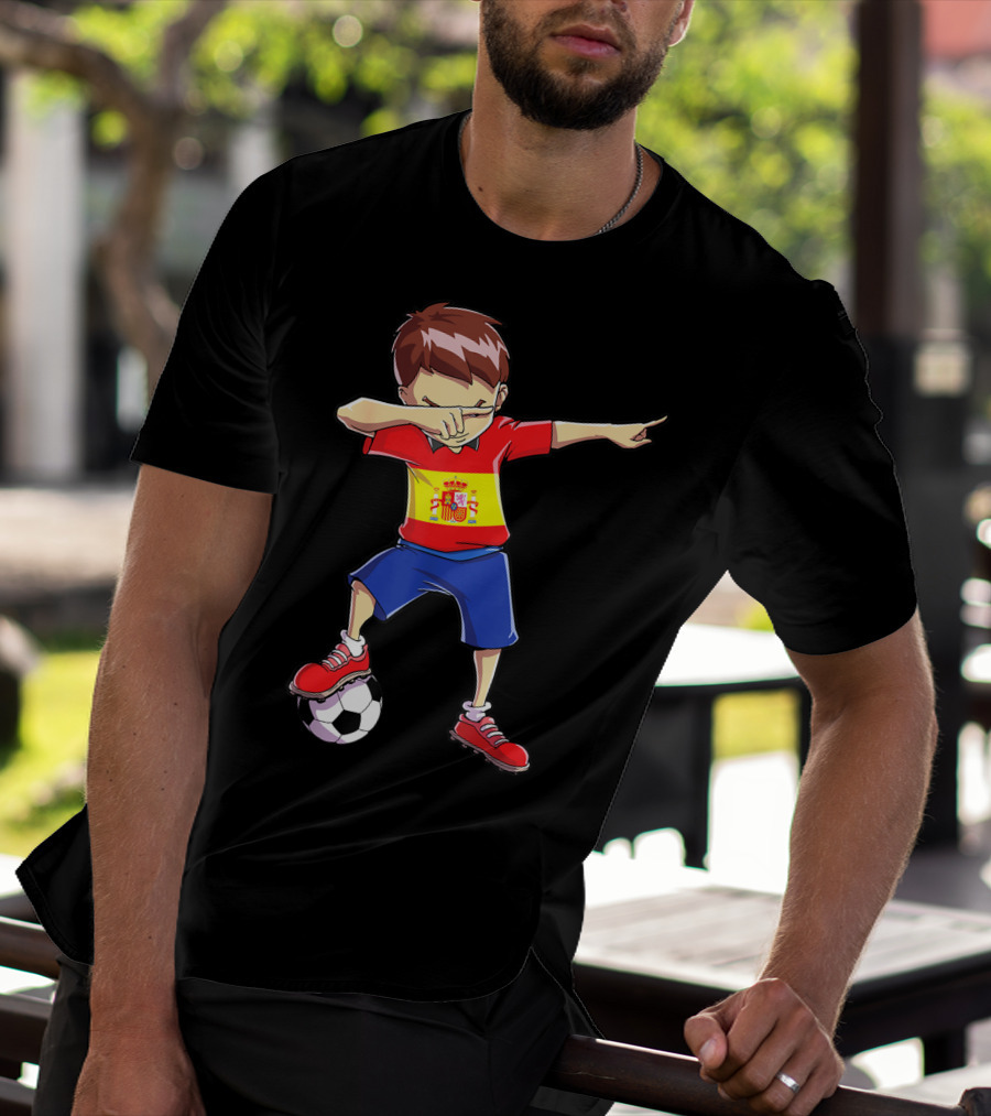 Spain Soccer Dabbing Kid Spanish Football T-Shirt