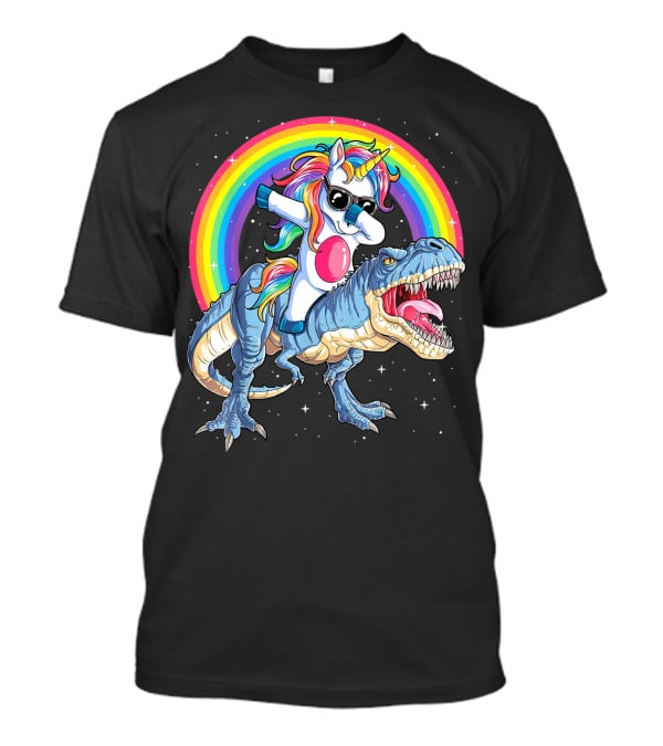 Dabbing Unicorn Dinosaur Rex Kids Girls Boys Space Rainbow T-Shirt