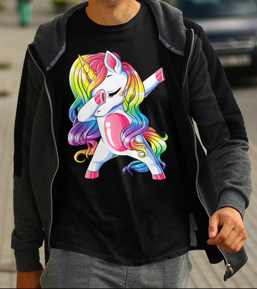 Dabbing Unicorn Rainbow Dance Squad Women Funny Dab T-Shirt