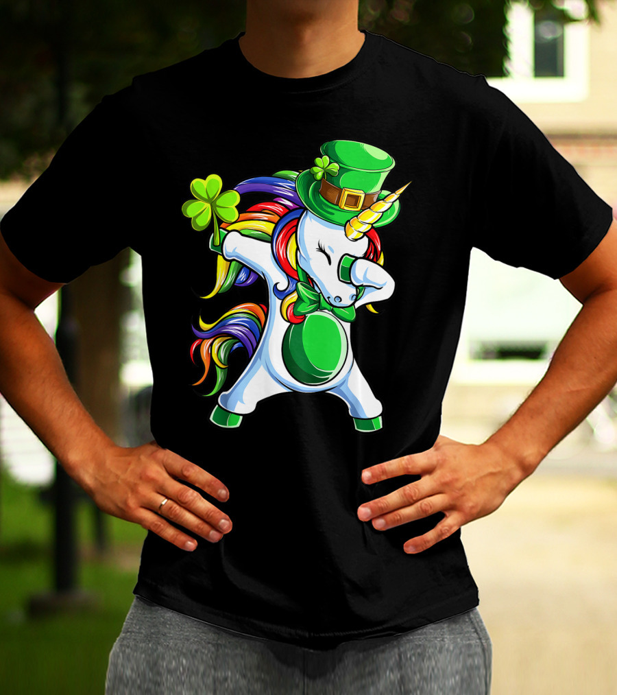 Dabbing Unicorn Lepricorn St Patricks Day Girls T-Shirt