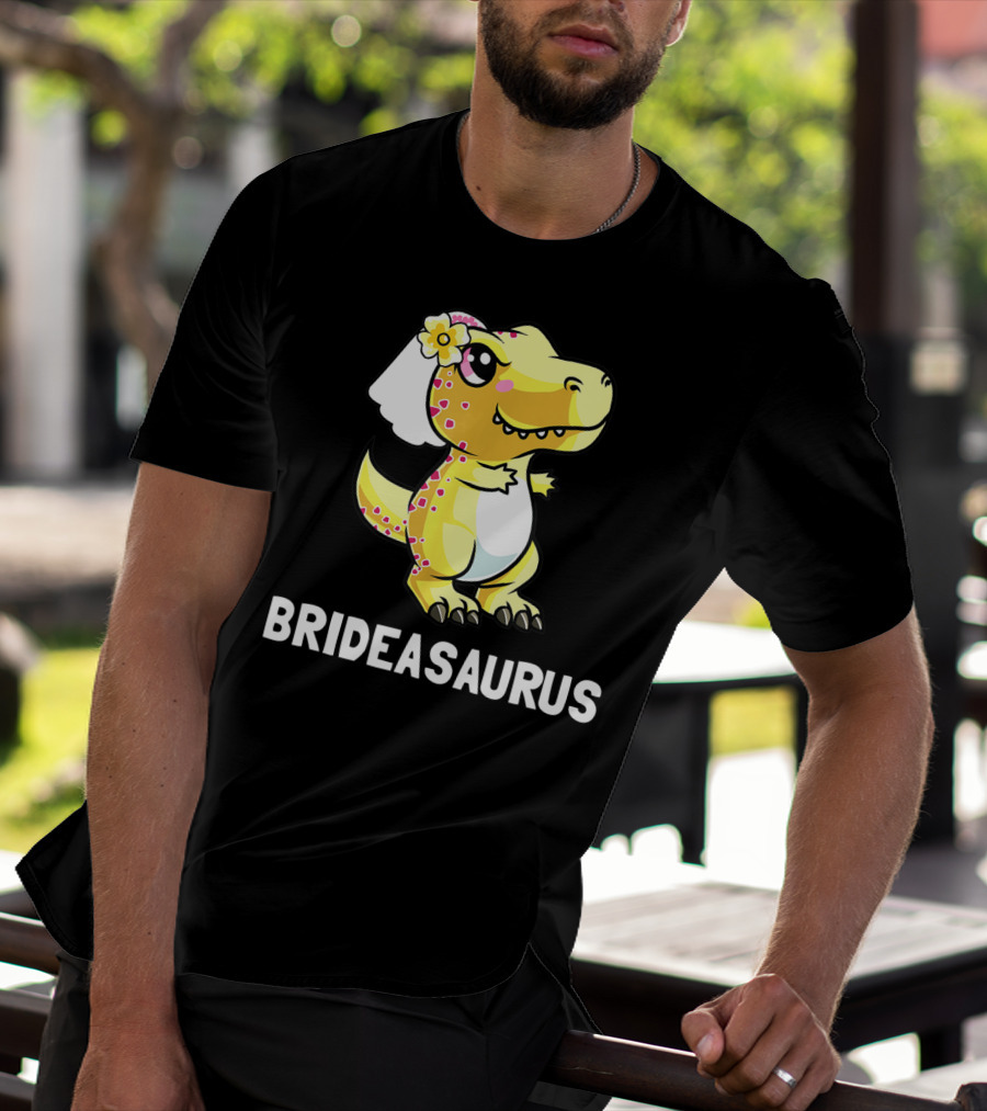 Bridesaurus Dinosaur Wedding Bride In Veil T-Shirt
