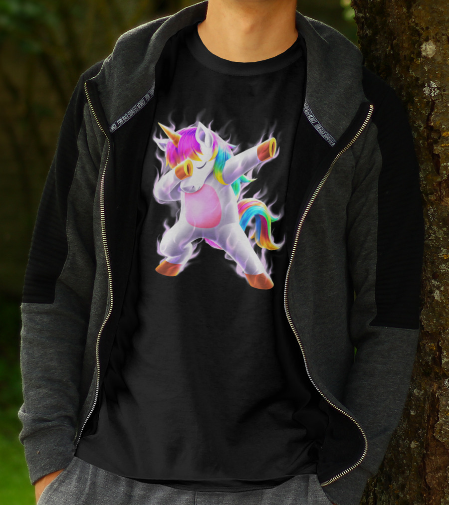 Dabbing Rainbow Unicorn Fantasy Magic Bright Mane T-Shirt