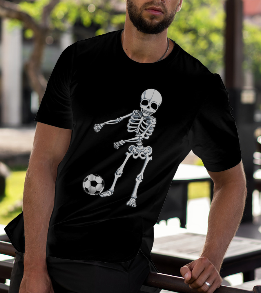 Floss Dance Skeleton Soccer Ball Boys Men Flossing Skeleton Soccer Combo T-Shirt