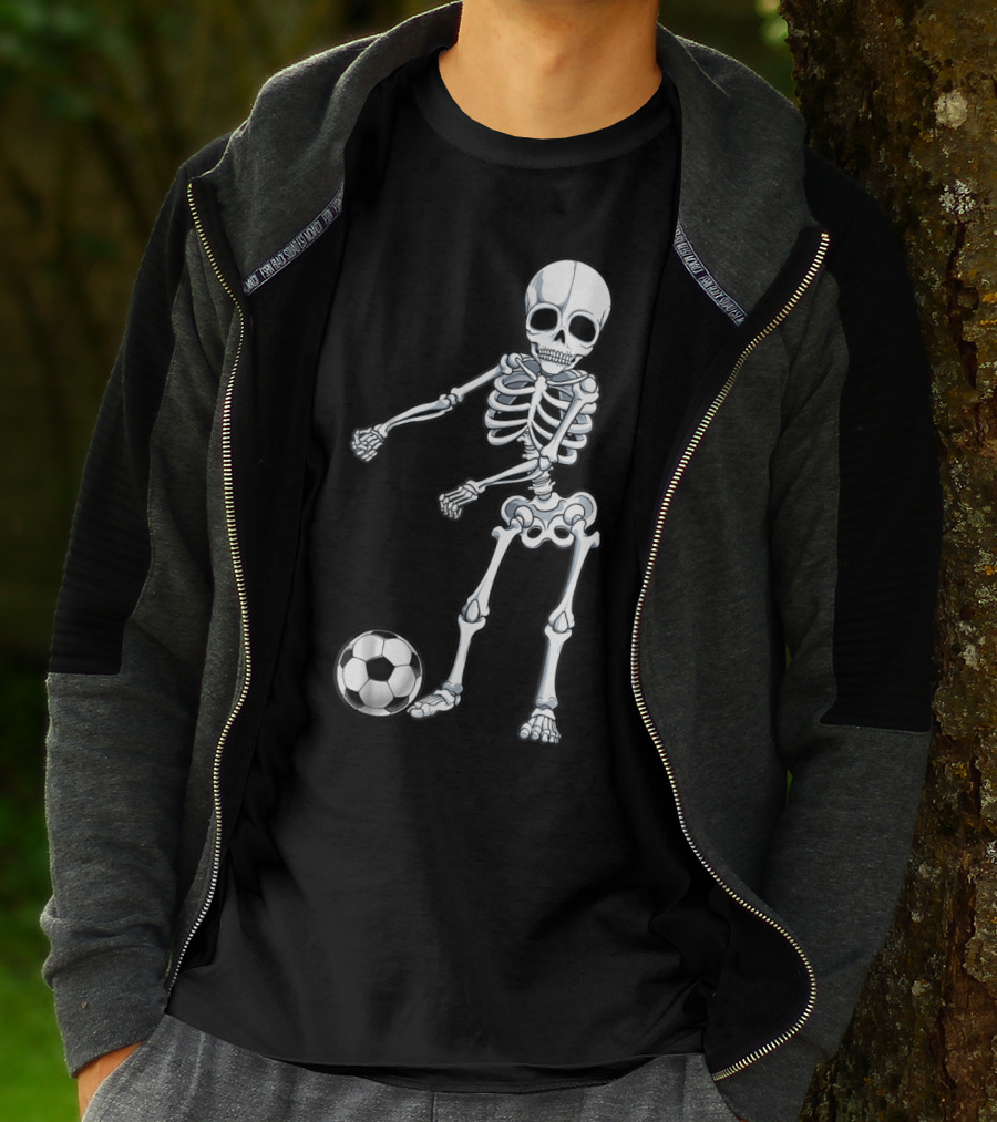 Floss Dance Skeleton Soccer Ball Boys Men Flossing Skeleton Soccer Combo T-Shirt