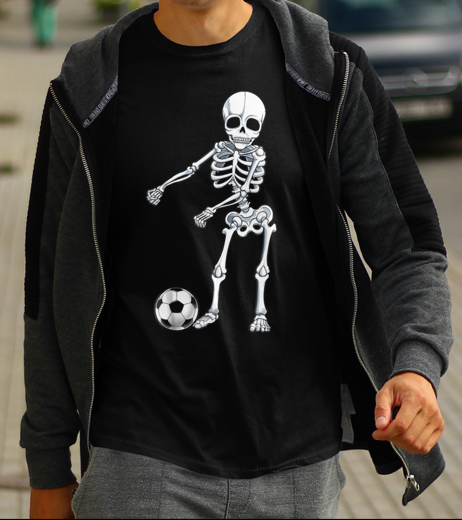 Floss Dance Skeleton Soccer Ball Boys Men Flossing Skeleton Soccer Combo T-Shirt