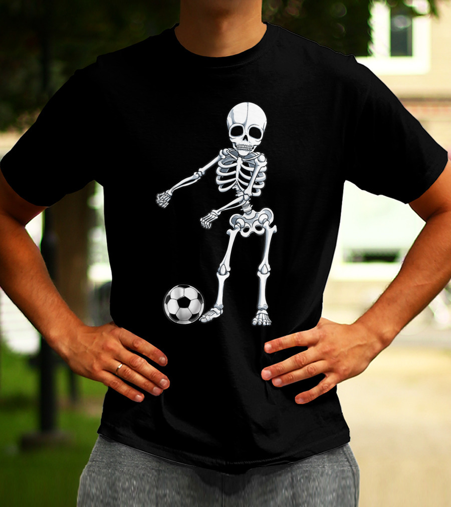 Floss Dance Skeleton Soccer Ball Boys Men Flossing Skeleton Soccer Combo T-Shirt