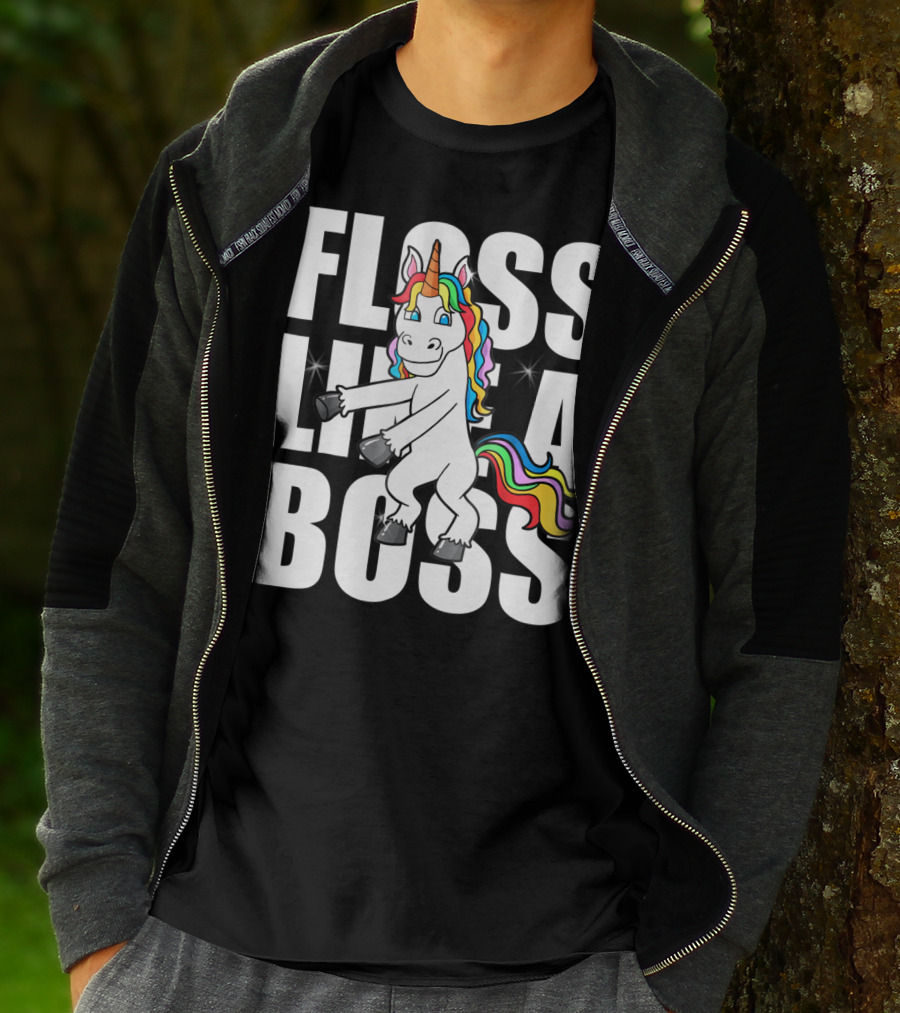 Floss Like A Boss Rainbow Unicorn Dance Girls T-Shirt