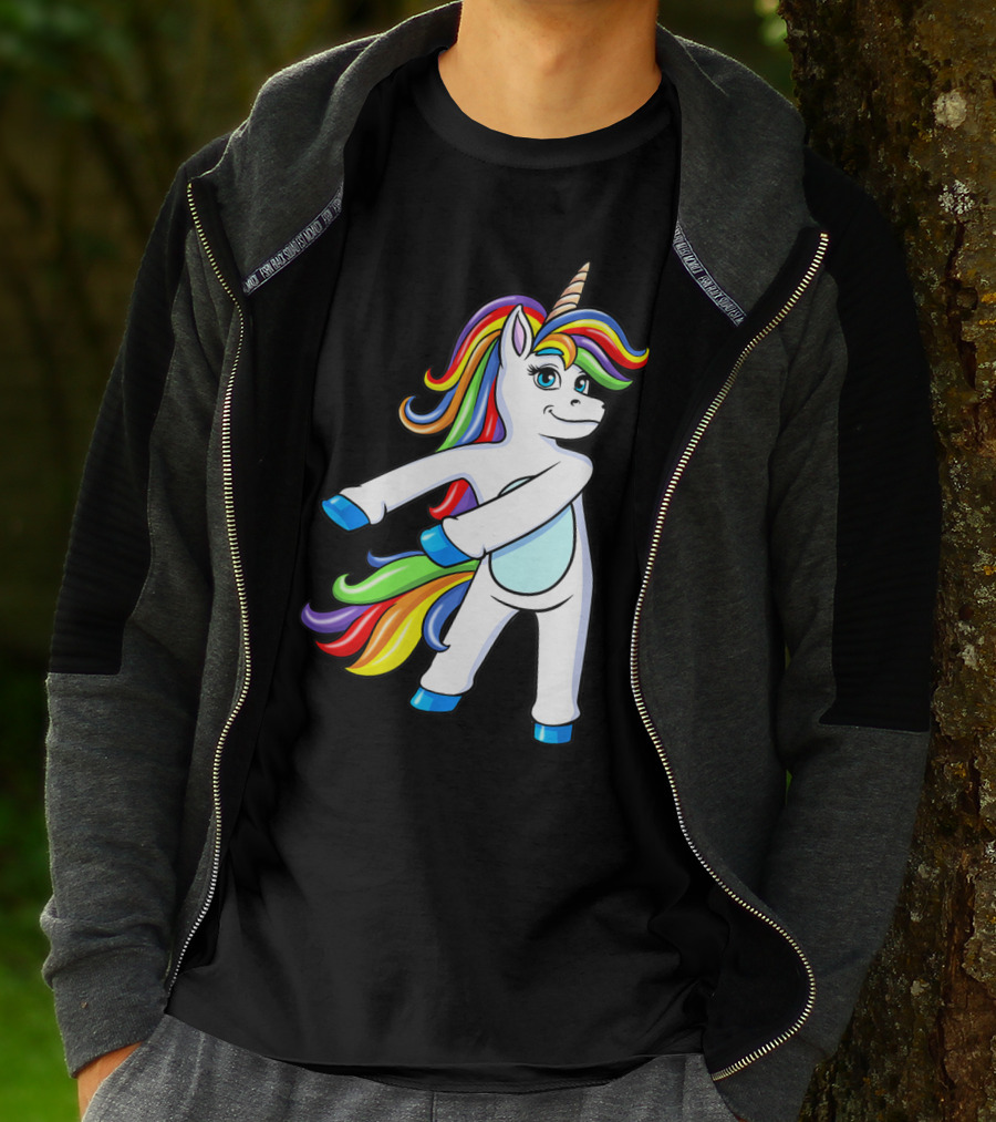 Flossing Unicorn Dance With Rainbow Mane And Tail T-Shirt