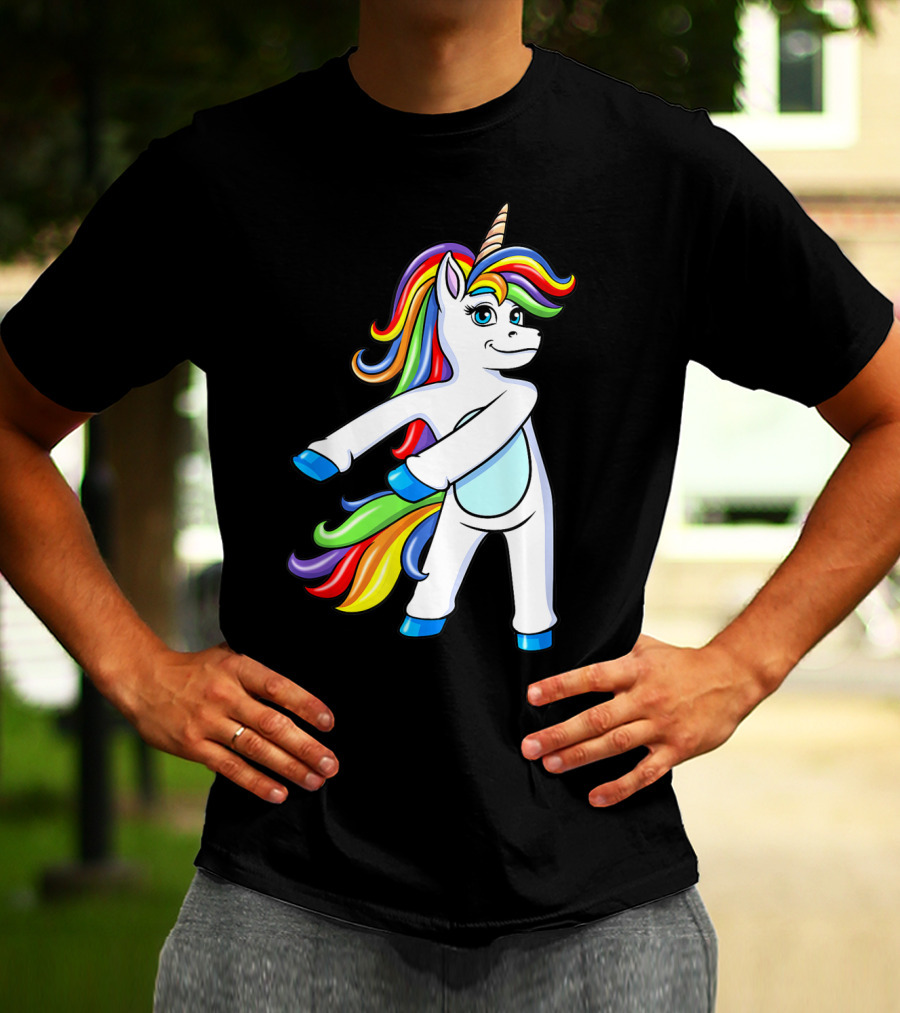 Flossing Unicorn Dance With Rainbow Mane And Tail T-Shirt