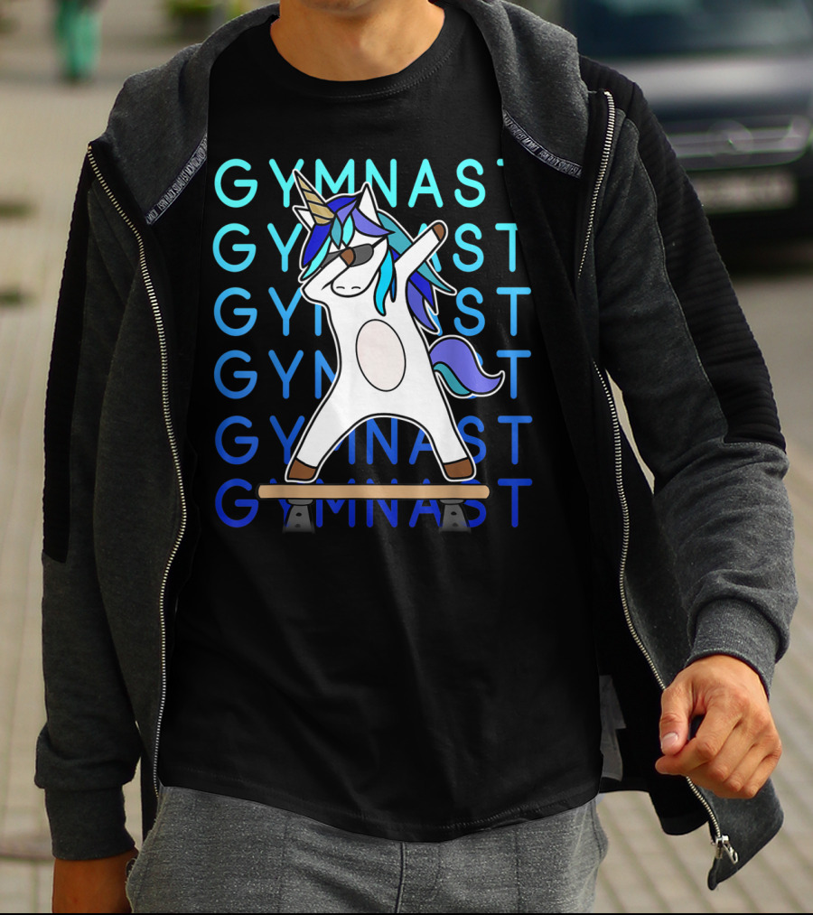 Gymnast Unicorn Dabbing On Balance Beam For Girls Gymnastics T-Shirt