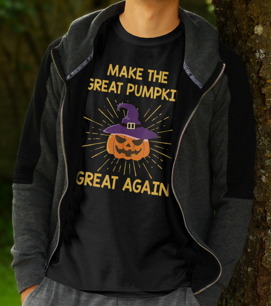 MAKE THE GREAT PUMPKIN GREAT AGAIN HALLOWEEN WITCH HAT SUNBURST T-Shirt