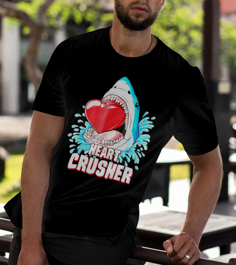 Heart Crusher Valentines Day Shark Boys Jawsome Splash T-Shirt